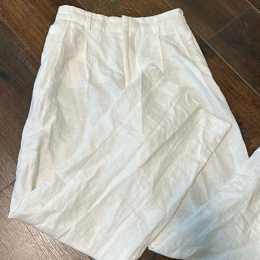 ZARA High waisted linen pants white size XS